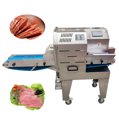 Máquina cortadora de carne con cinta transportadora adecuada para carne de res cocida, carne de cerdo, pollo, pecho de pato