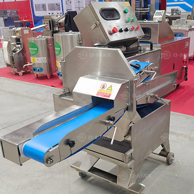 Máquina cortadora de carne con cinta transportadora adecuada para carne de res cocida, carne de cerdo, pollo, pecho de pato