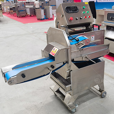 Máquina cortadora de carne con cinta transportadora adecuada para carne de res cocida, carne de cerdo, pollo, pecho de pato