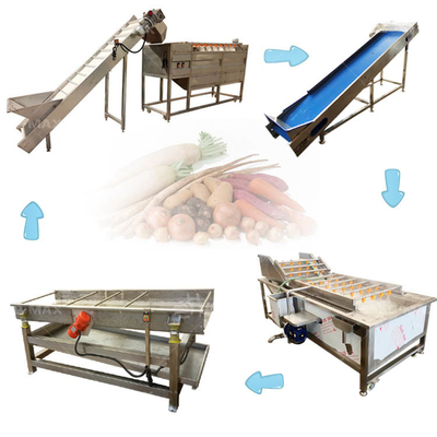 Máquina de lavado y secado de frutas y hortalizas totalmente automática para la limpieza de la línea de procesamiento