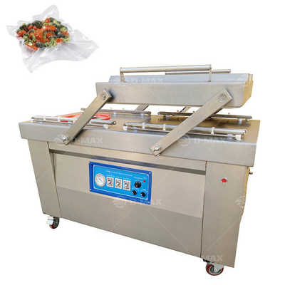 Máquina de embalaje a vacío de doble cámara para alimentos y verduras con ancho de sello ajustable