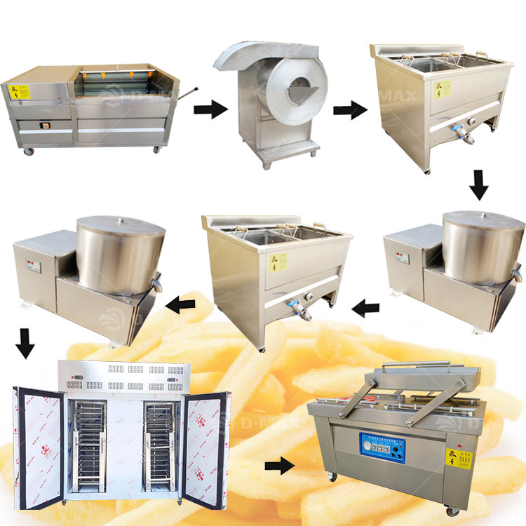 Línea de producción de papas fritas congeladas semiautomática para la fabricación de papas fritas
