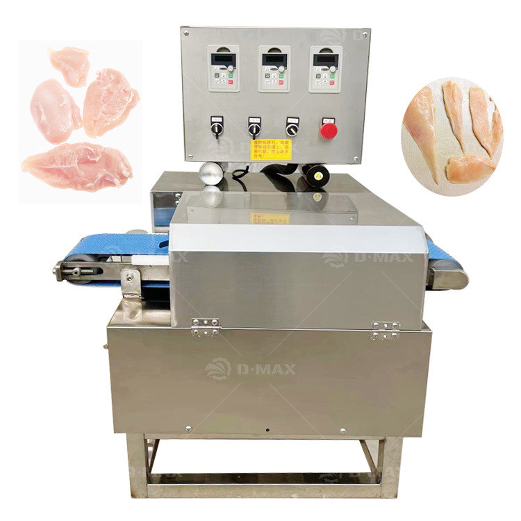 Equipo de procesamiento de carne Tipo de transportador Máquina de cortar carne fresca para pechos de pollo